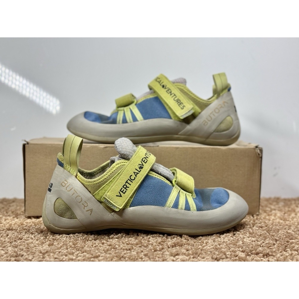 Butora Climbing Shoes Mens 10 Green Rubber EU 43 Double Strap Rock Bouldering